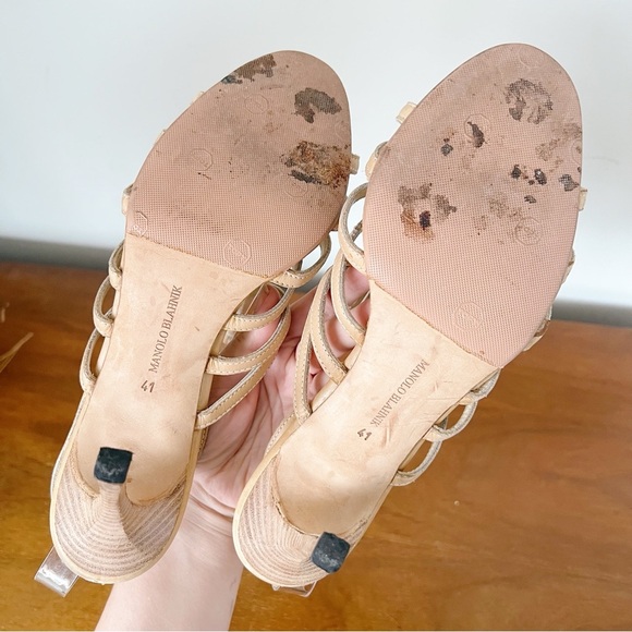 Manolo Blahnik • strappy gladiator heeled sandals stiletto leather open toe - Picture 7 of 8